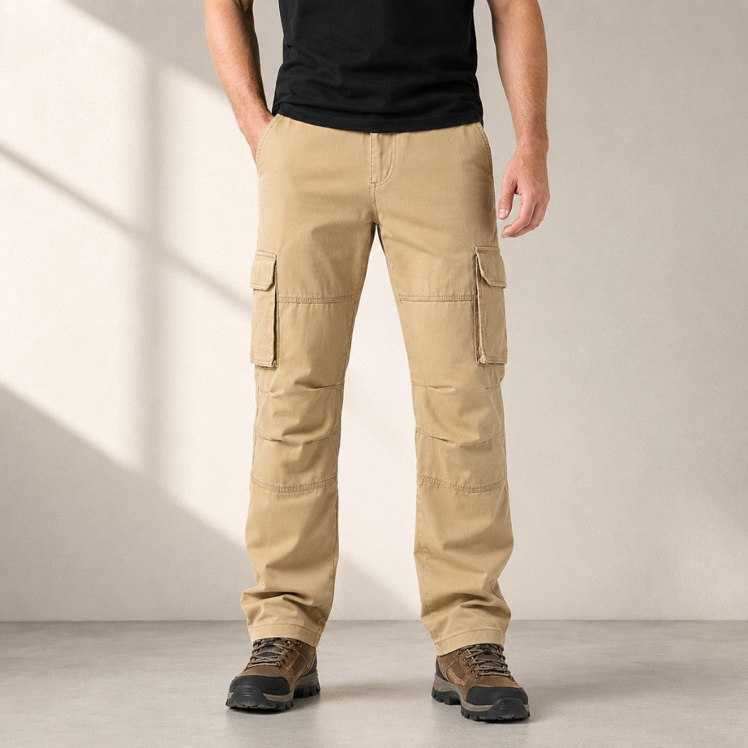Men's Cargo Pants | Large Pocket Loose Fit Trousers | Outdoor Work Pants | Elastic Waist Utility Pants | Casual Hiking Bottoms