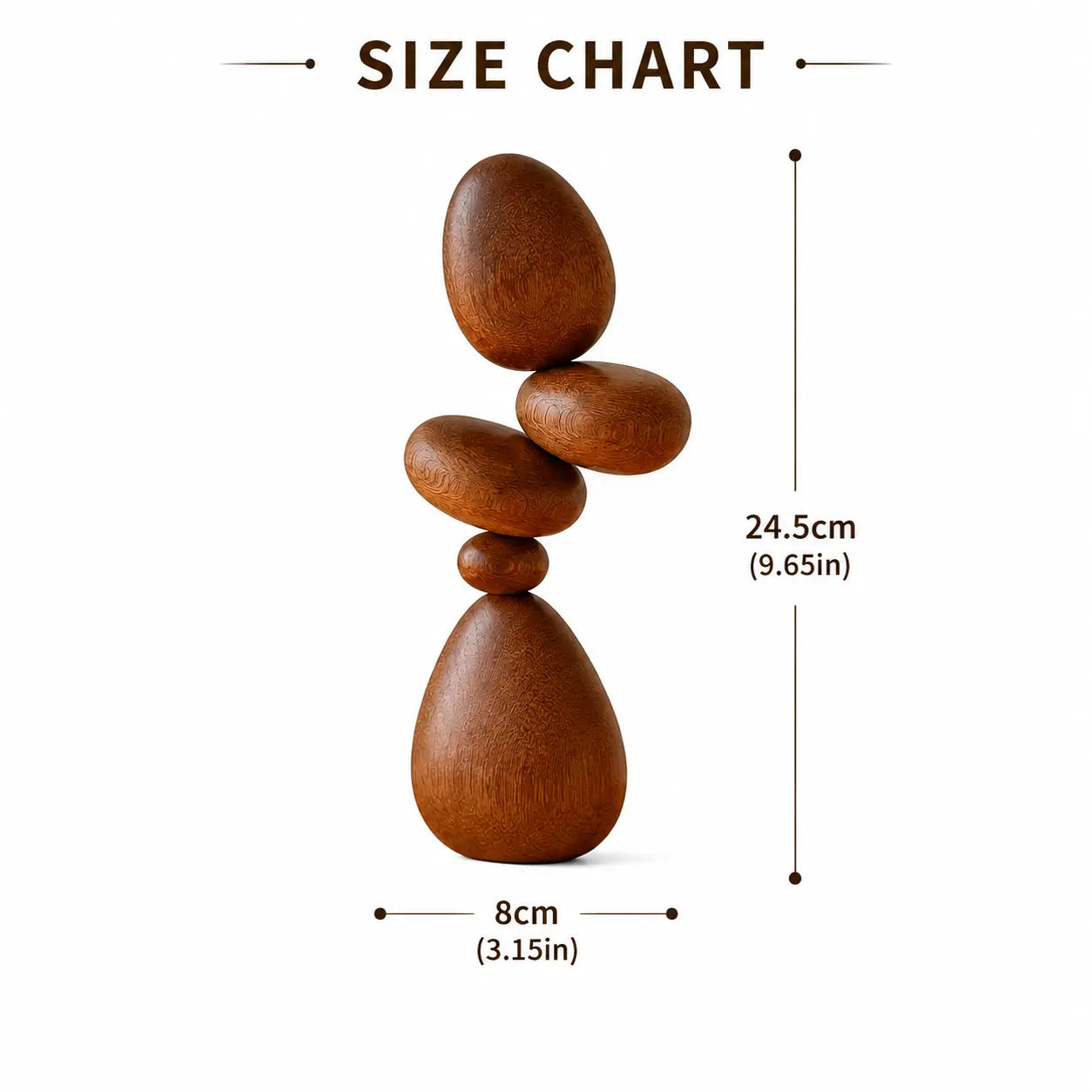 Wood Pebble Balance Sculpture | Minimalist Table Decor | Stacked Stone Art Ornament | Shelf Accent For Calm Spaces Jumartins