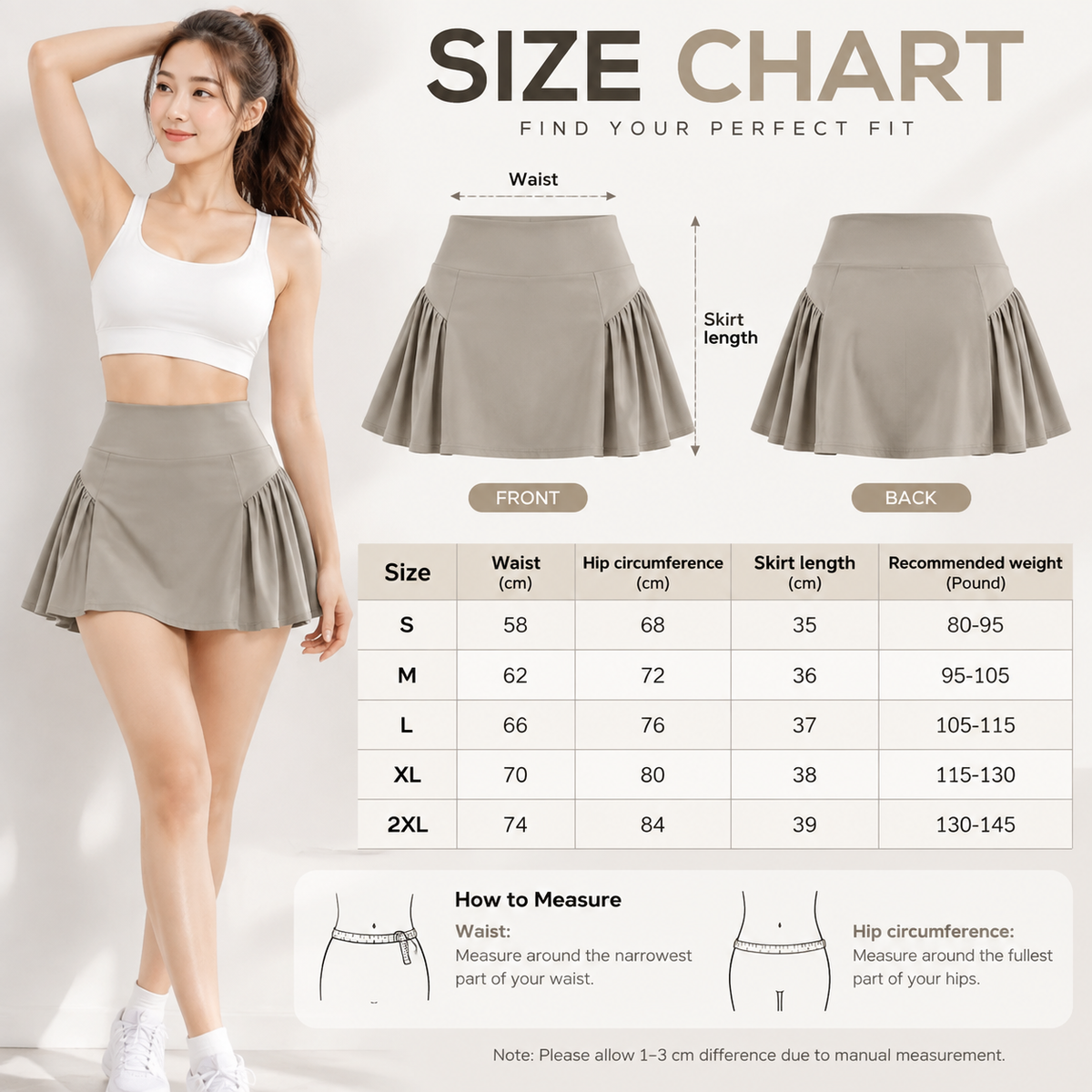 Women's Tennis Skirt High Waist Athletic Skort Yoga Workout Skirt Sports Fitness Bottom Active Lifestyle Wear