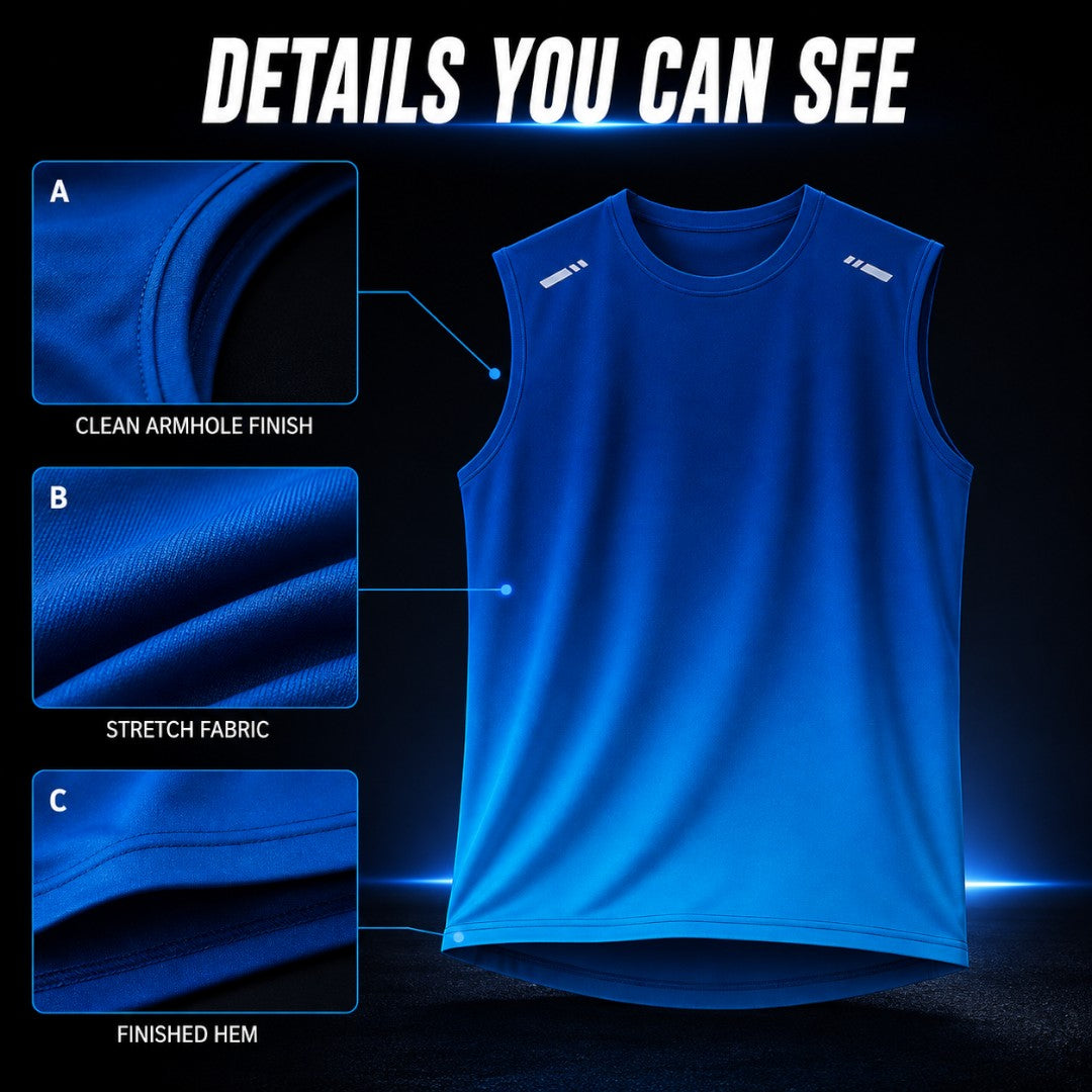 Men's Gradient Sleeveless Running Shirt, Quick Dry Stretch Training Top, Breathable Gym Workout Vest, Lightweight Outdoor Fitness Tank Top