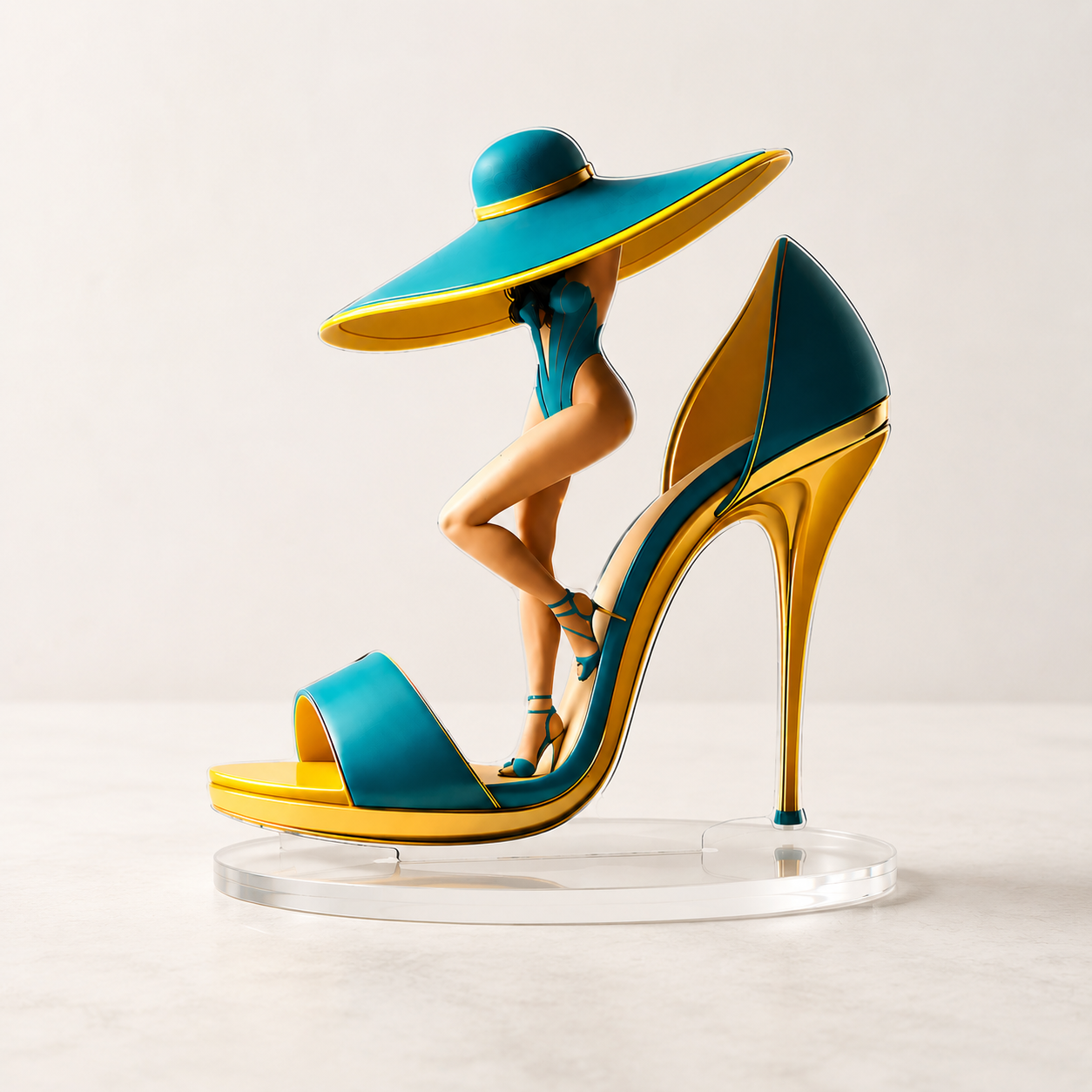 High Heel Shoe Figurine Fashion Sculpture Acrylic Decor Desk Shelf Home Office Ornament Gift