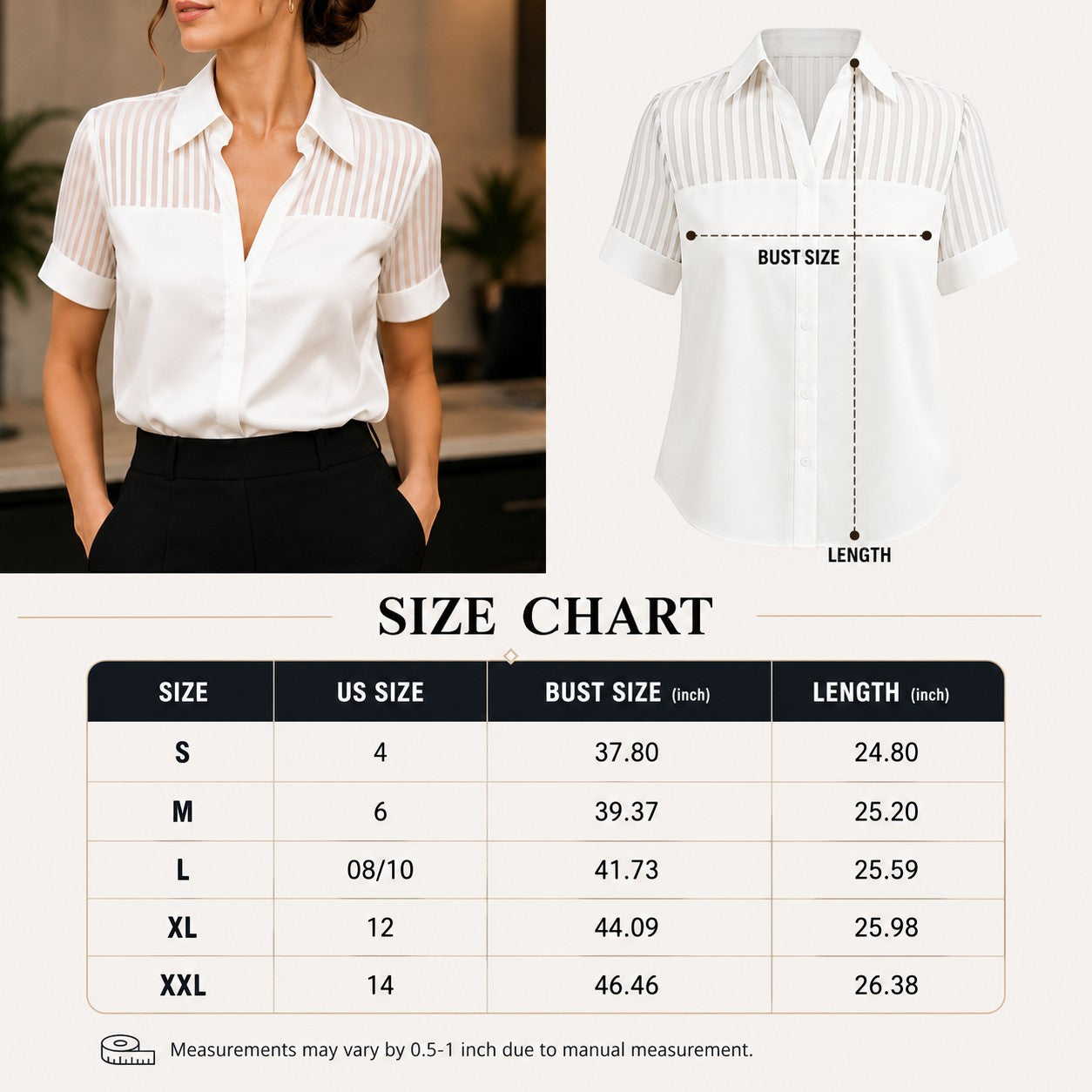Satin Button Down Blouse Sheer Stripe Sleeve Office Shirt Elegant Business Casual Silk Look Work Top