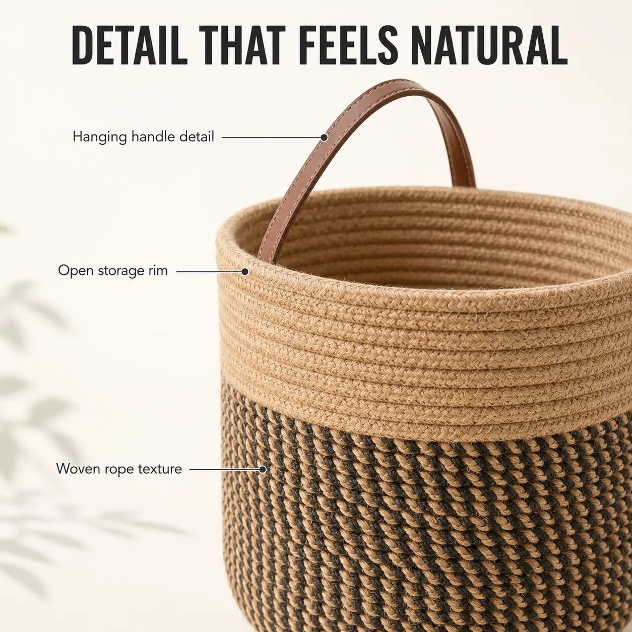 Hanging Rope Storage Basket | Boho Wall Basket Organizer | Kitchen Plant Towel Toy Holder | Rustic Home Decor Jumartins