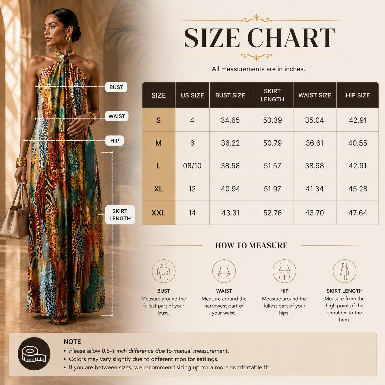 Women's Halter Maxi Dress – Sleeveless Printed Long Dress, Backless Summer Vacation Beach Party Boho Maxi Dress