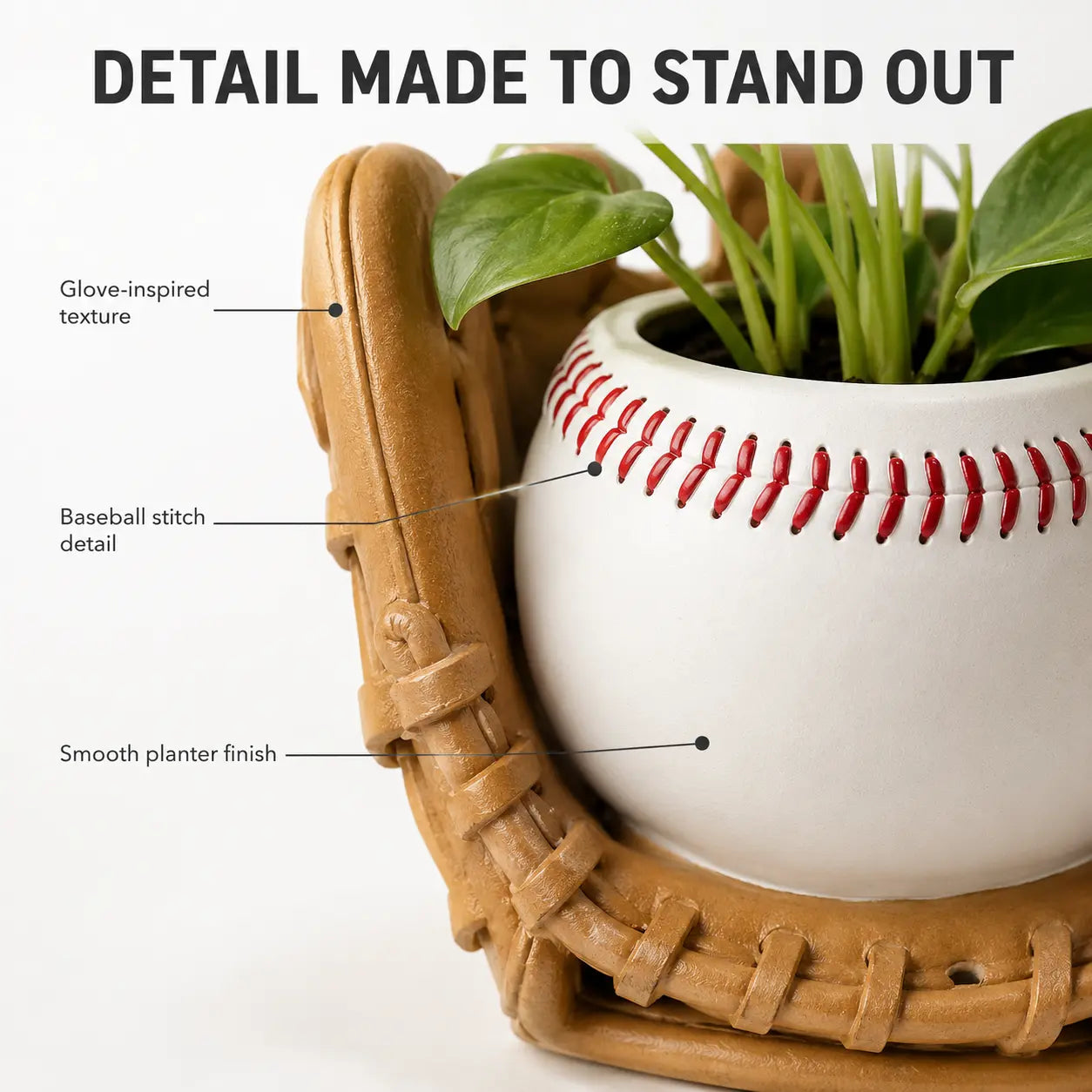 Baseball Glove Planter | Small Plant Pot | Sports Desk Decor | Gift for Baseball Fans | Indoor Shelf Accent Jumartins