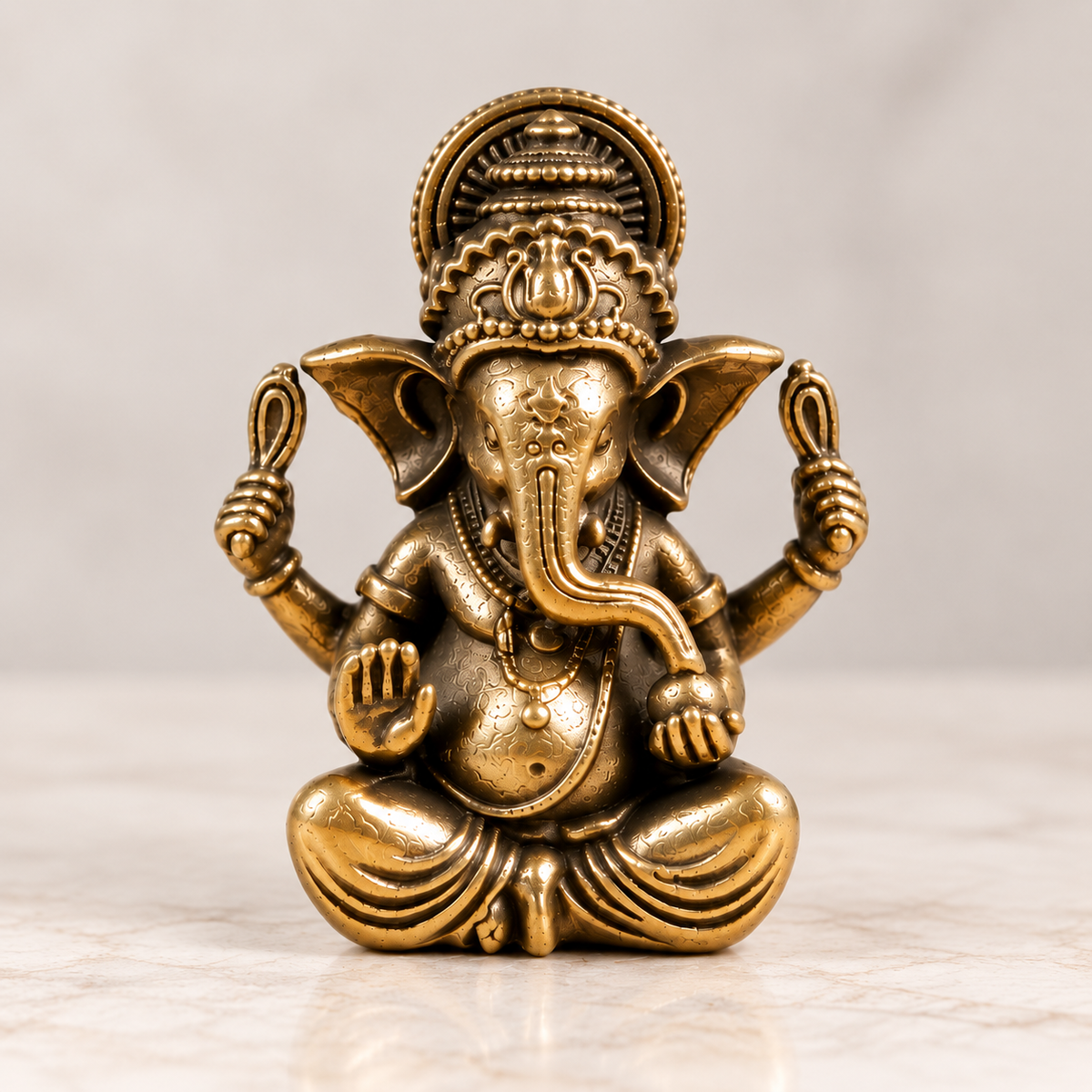 Brass Elephant Figurine Vintage Animal Statue Desk Decor Shelf Ornament Spiritual Gift Sculpture