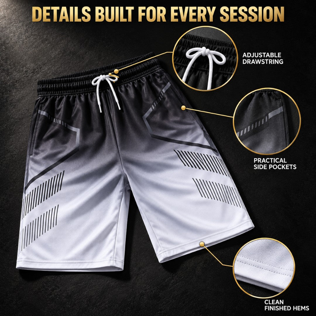 Men’s Quick Dry Running Shorts | Gradient Basketball Gym Shorts | Drawstring Workout Shorts with Side Pockets | Lightweight Training Wear