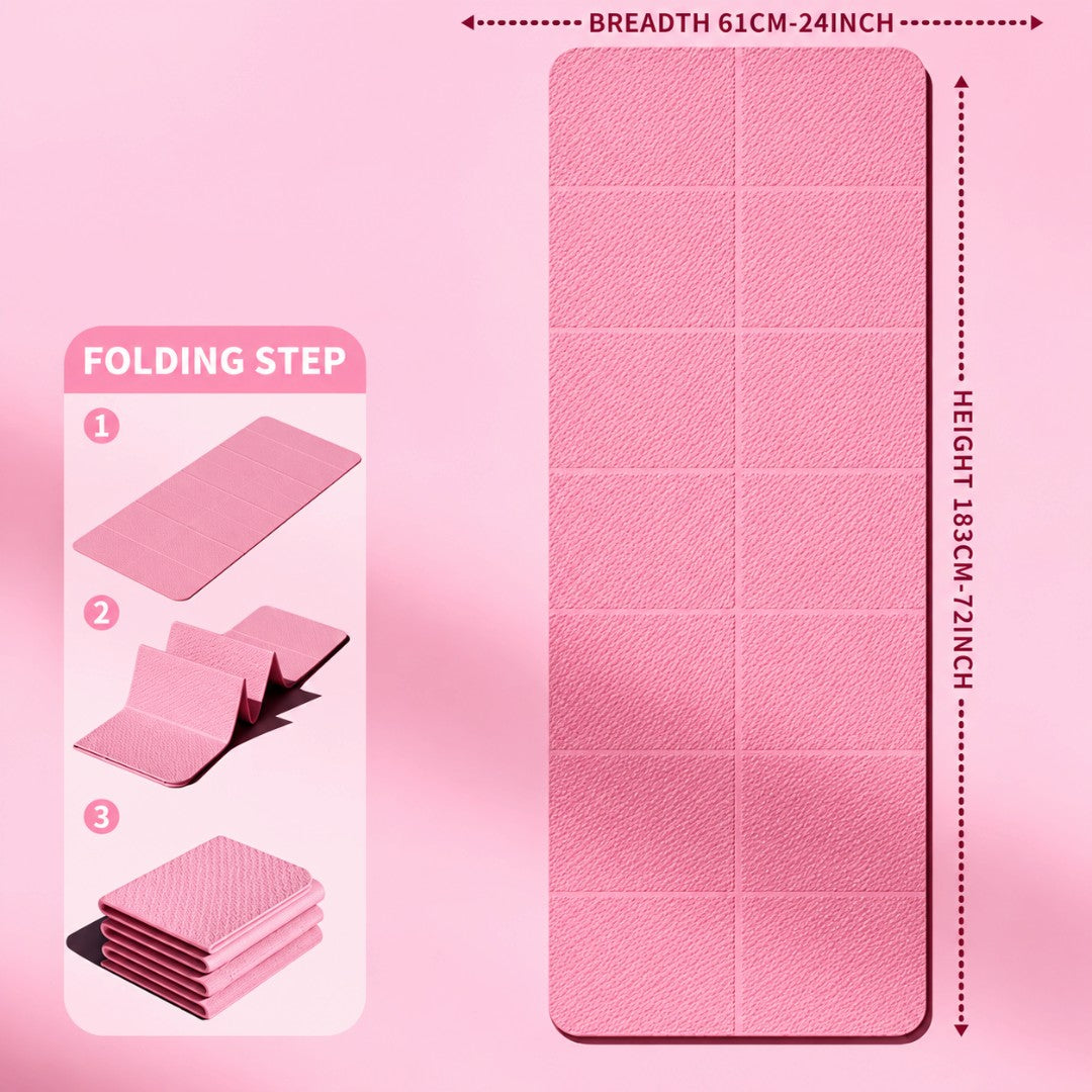 Foldable Yoga Mat for Home Workouts and Travel | Lightweight Non Slip Exercise Pad with Textured Surface and Compact Storage, Easy Clean