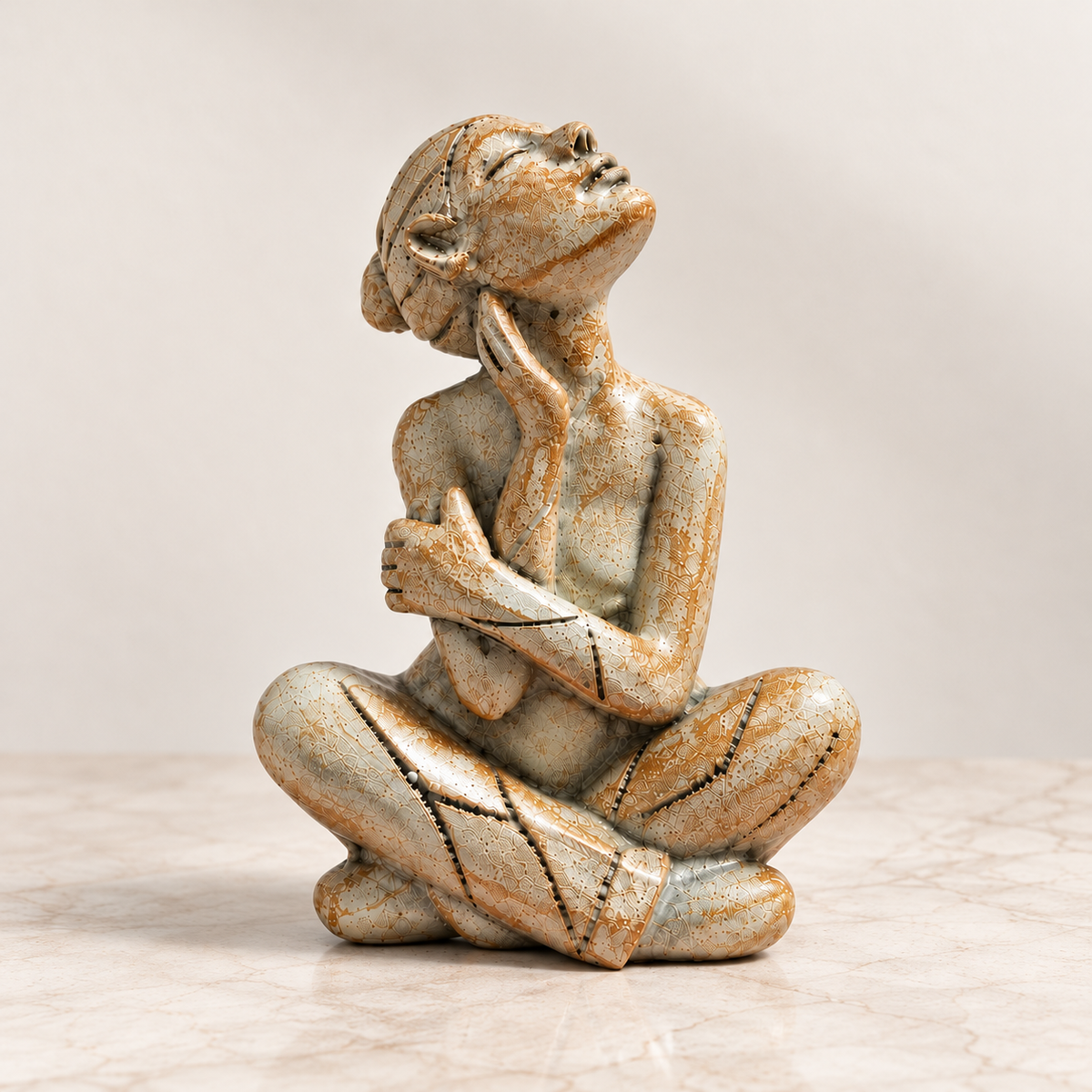 Seated Figure Sculpture Resin Statue Modern Artistic Home Decor Desk Shelf Tabletop Meditation Ornament Gift