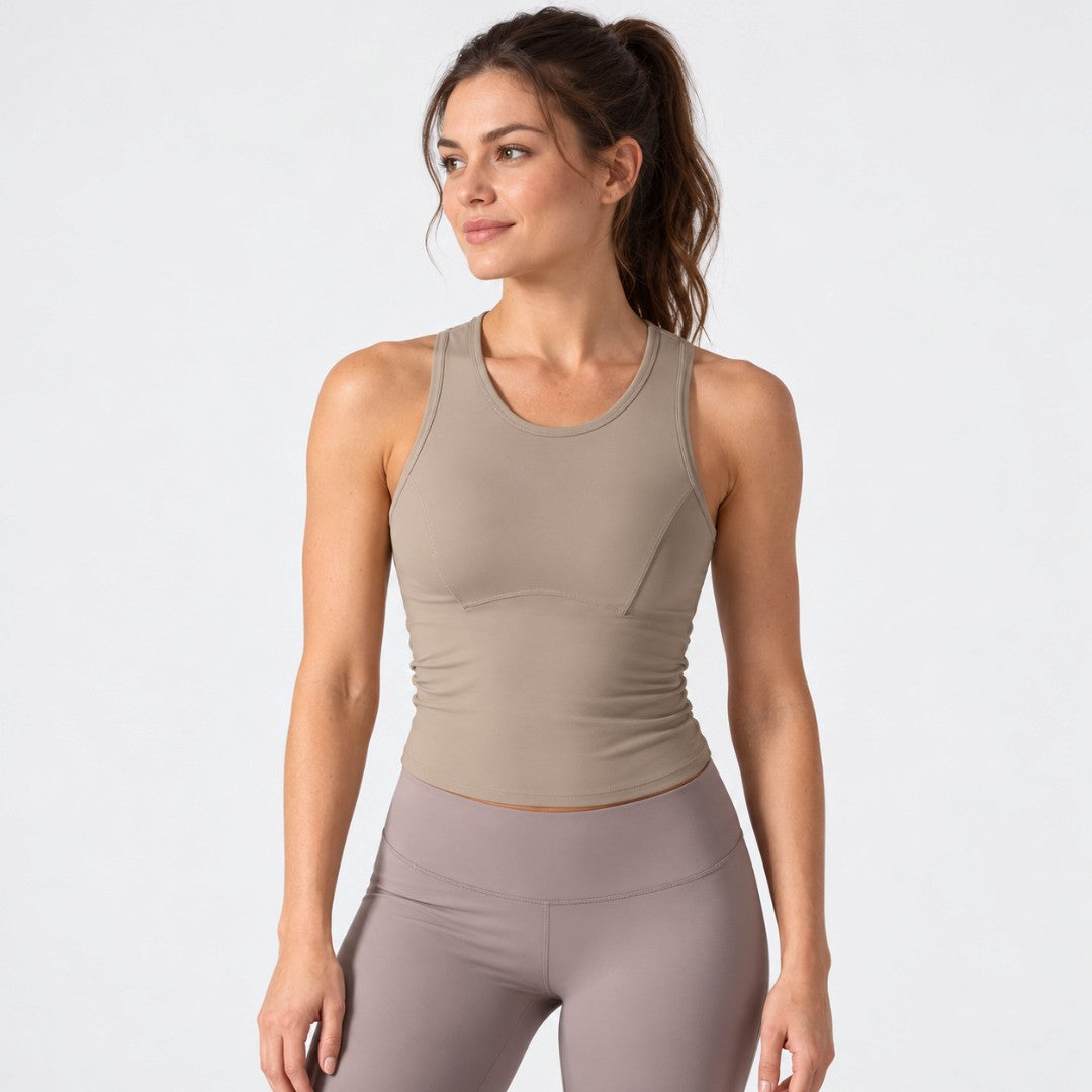 Women Sleeveless Gym Top | Slim Fit Stretch Workout Vest for Yoga Running | Breathable Quick Dry Training Shirt with Smooth Knitted Fabric
