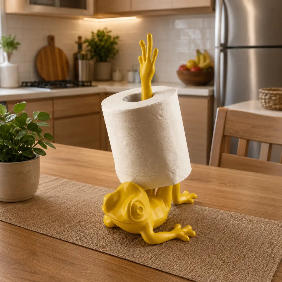 Cute Frog Holder, Funny Bathroom Decor, Stretching Tissue Stand, Whimsical Vanity Accent, Playful Toilet Storage, Unique Home Gift Jumartins