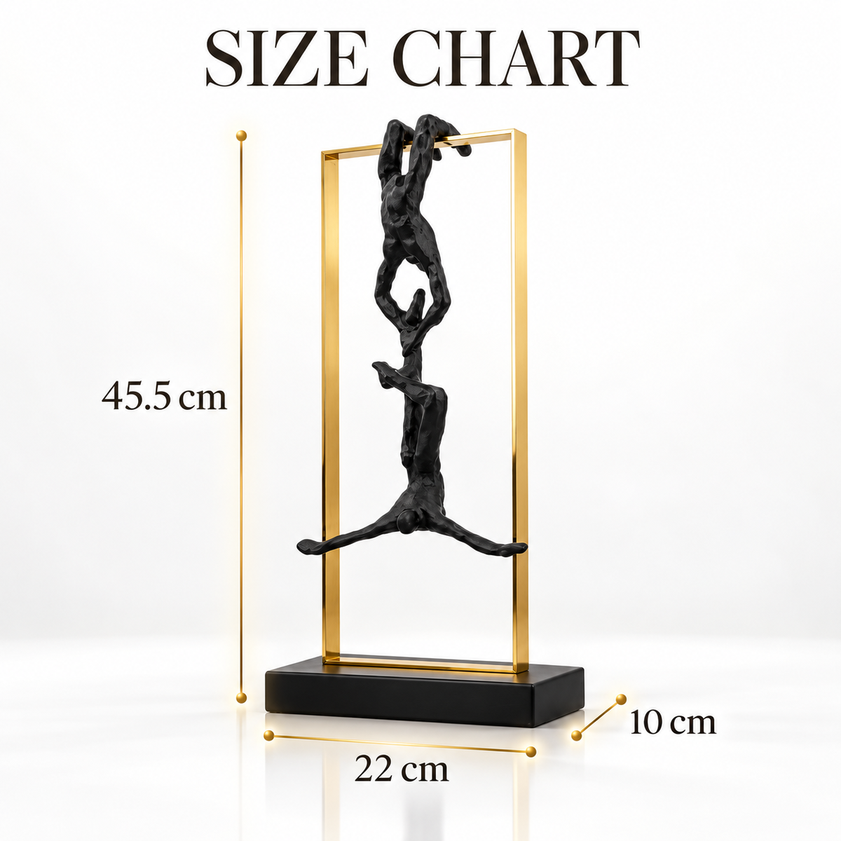 Abstract Climbing Figure Sculpture | Resin Athlete Statue | Modern Desk Decoration | Gold Frame Tabletop Accent for Living Room or Office