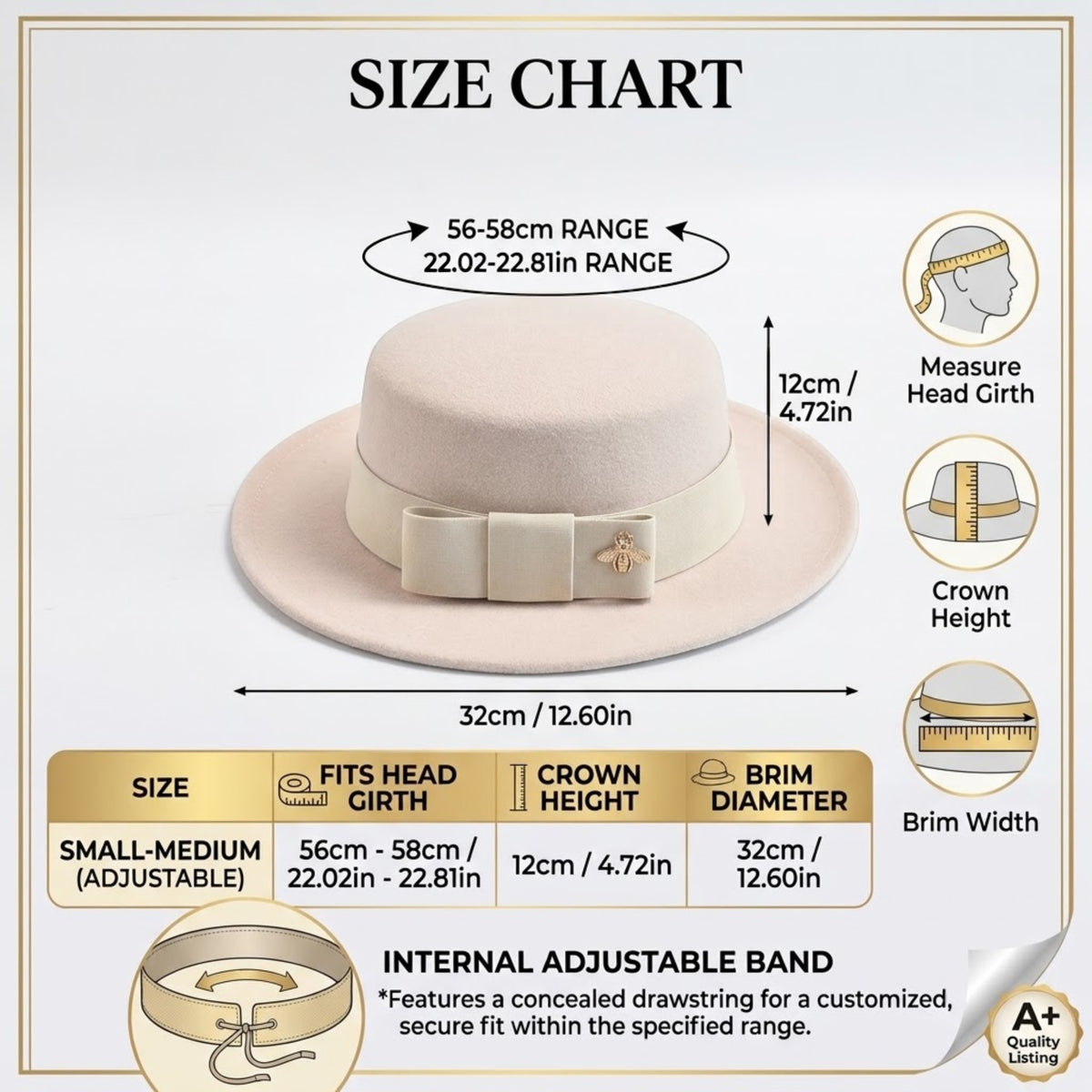 Women's Elegant Fedora Hat with Bow & Bee Ornament, Flat Top Wide Brim Formal Wedding Church Party Fashion Hat