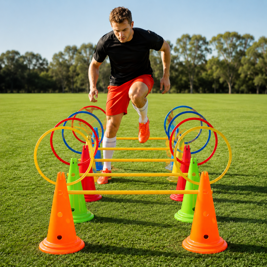 Agility Training Rings Set | Portable Speed Drill Hoops for Footwork Practice, Soccer Training Equipment, Field Workout Gear Jumartins