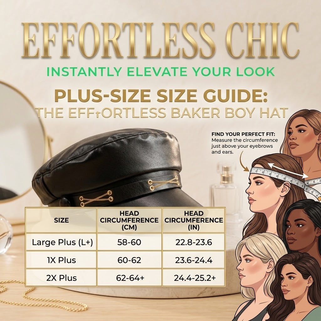 Premium Black Vegan Leather Baker Boy Hat with Gold Chain Detailing | Effortless Parisian Chic Newsboy Cap for Women 