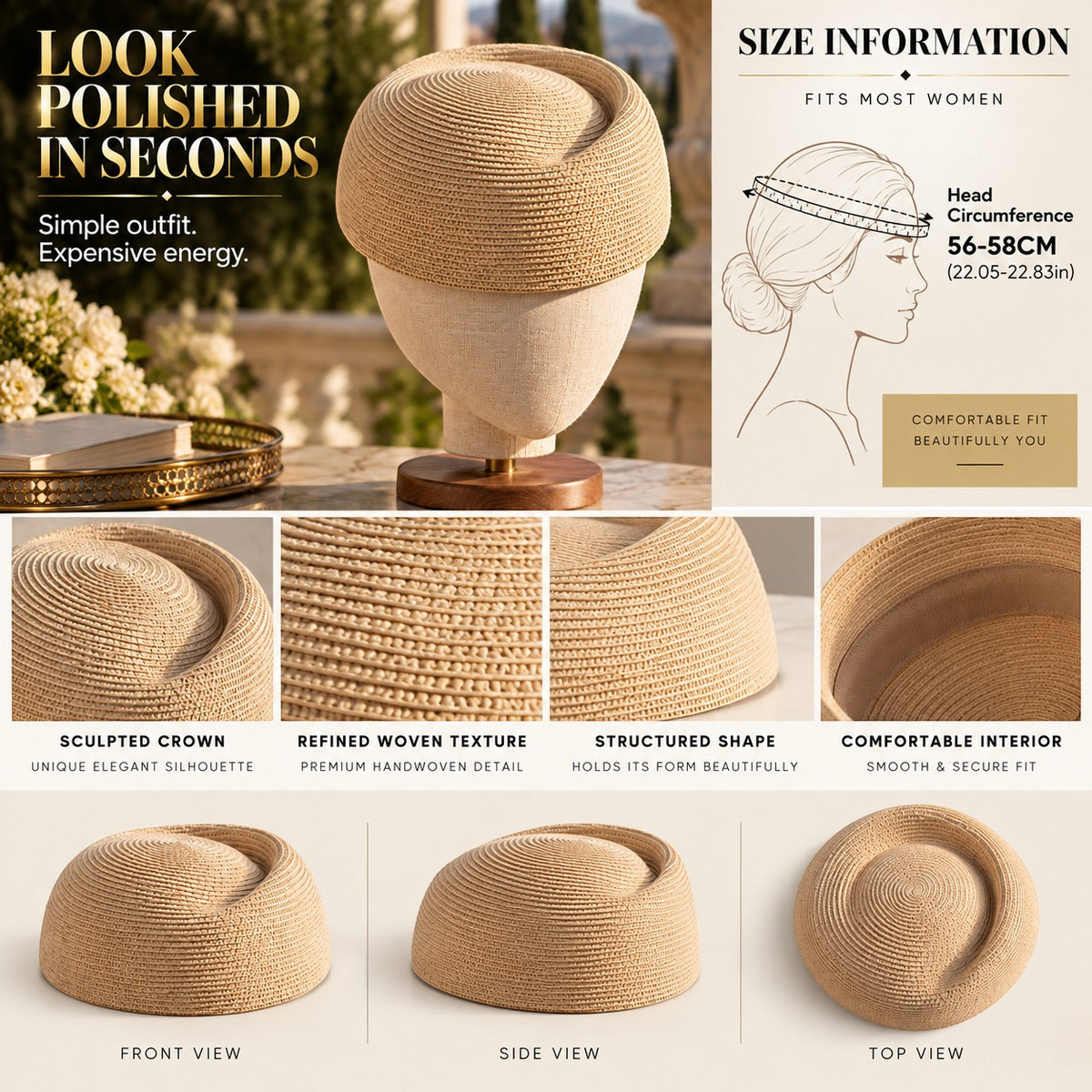 Handwoven Straw Pillbox Hat for Women, Vintage Cocktail Cap, Minimalist Fascinator, Elegant Wedding Garden Party Resort Headwear