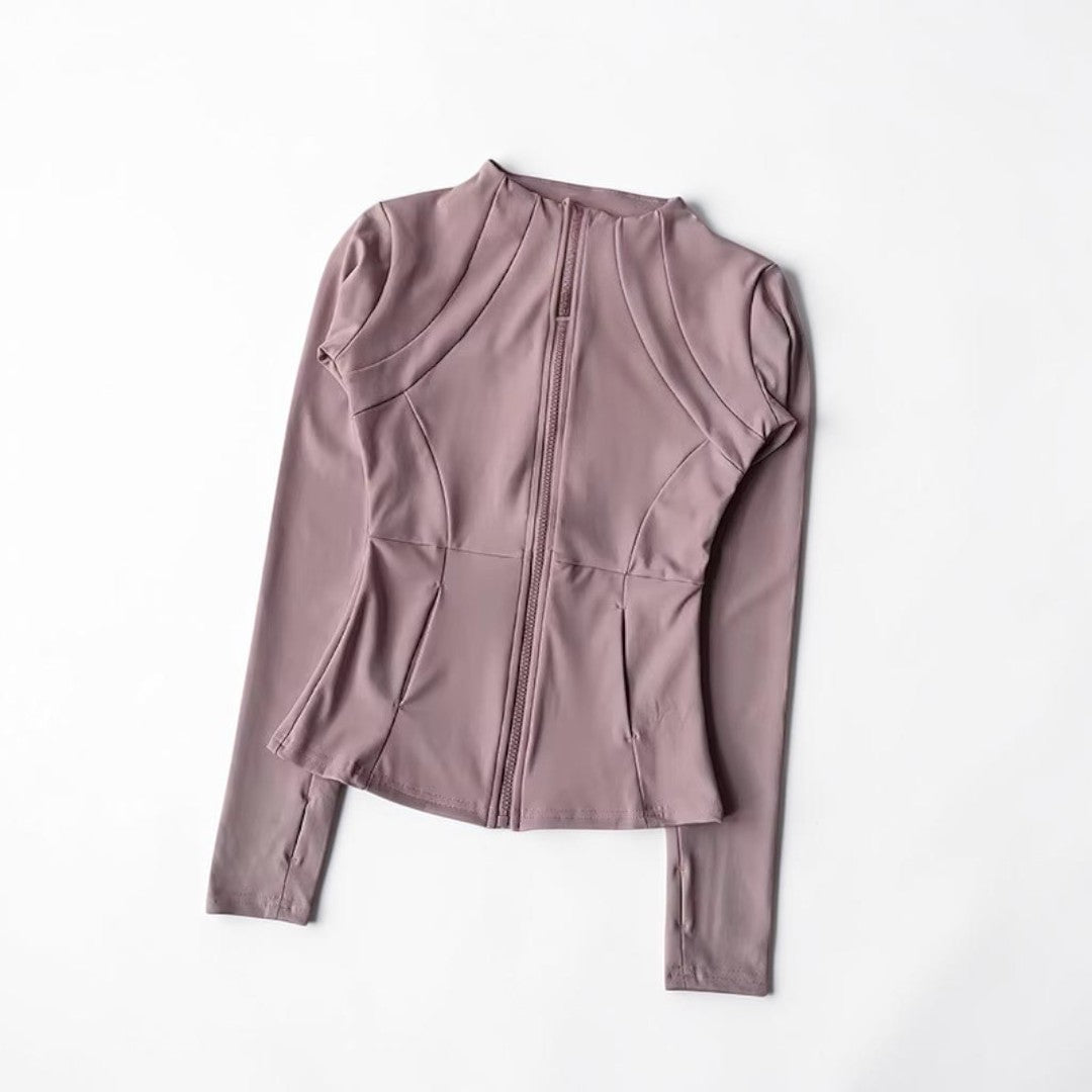 Women’s Slim Fit Yoga Jacket | Quick Dry Long Sleeve Workout Zip Top | Running Layer | Sculpted Fitness Jacket
