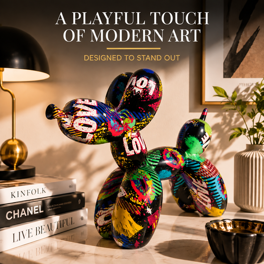 Resin Balloon Dog Statue Decor | Colorful Animal Sculpture | Modern Pop Art Ornament | Home Shelf Table Decoration | Gift Idea