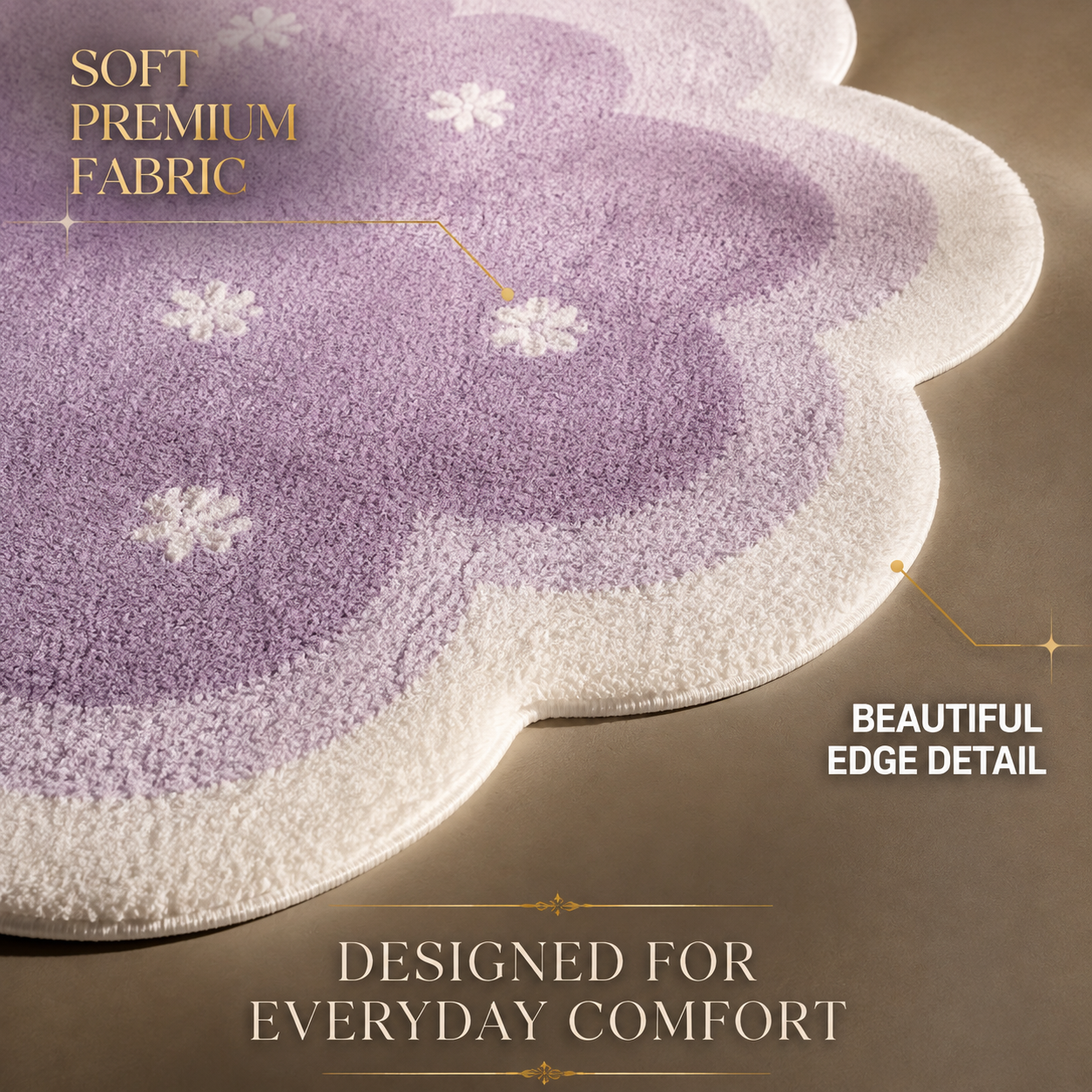 Flower Shaped Area Rug | Soft Plush Bedroom Carpet | Cute Floral Floor Mat | Cozy Living Room Decor | Irregular Home Accent