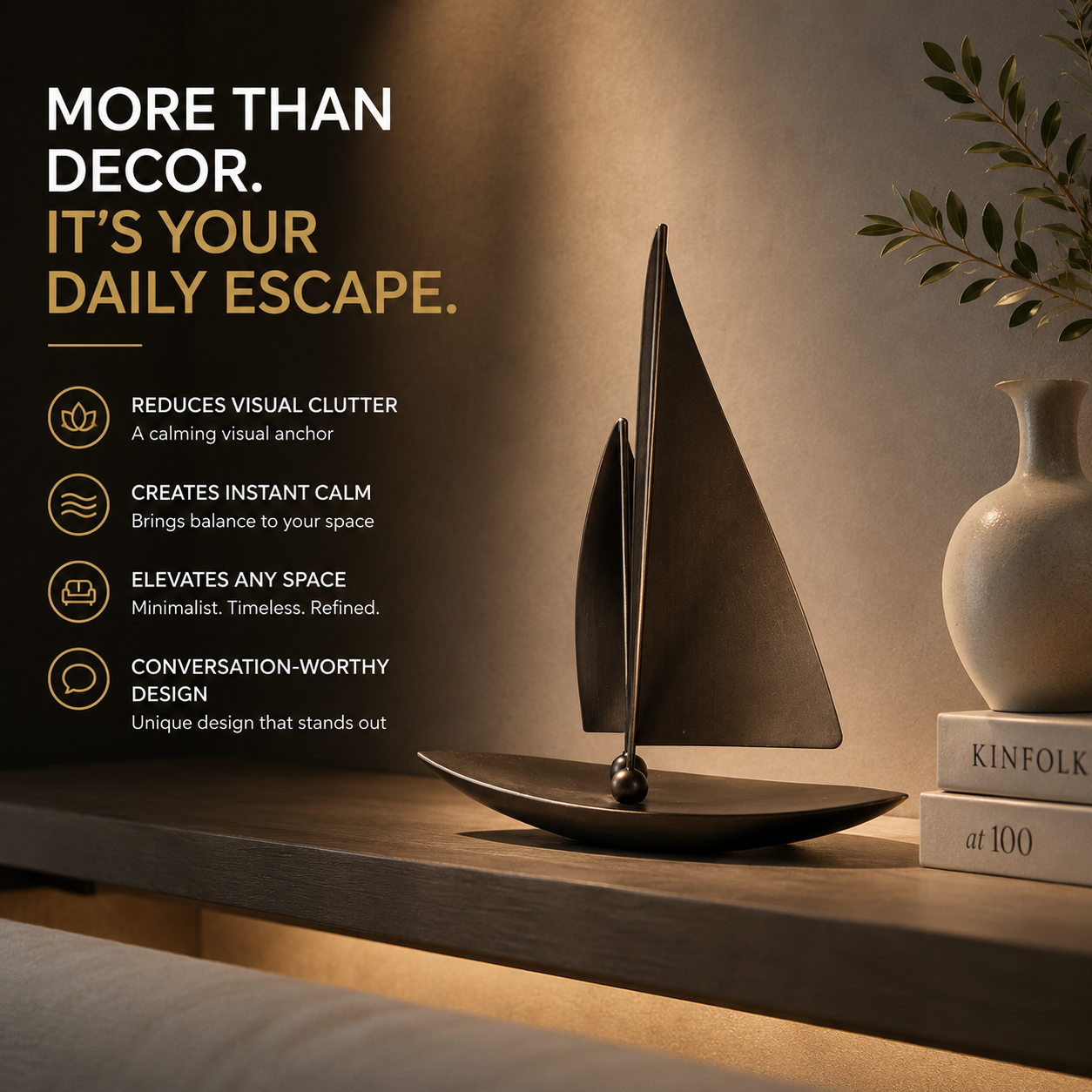 Resin Sailing Boat Statue | Ship Figurine for Shelf Table Mantel Nautical Home Decor Gift