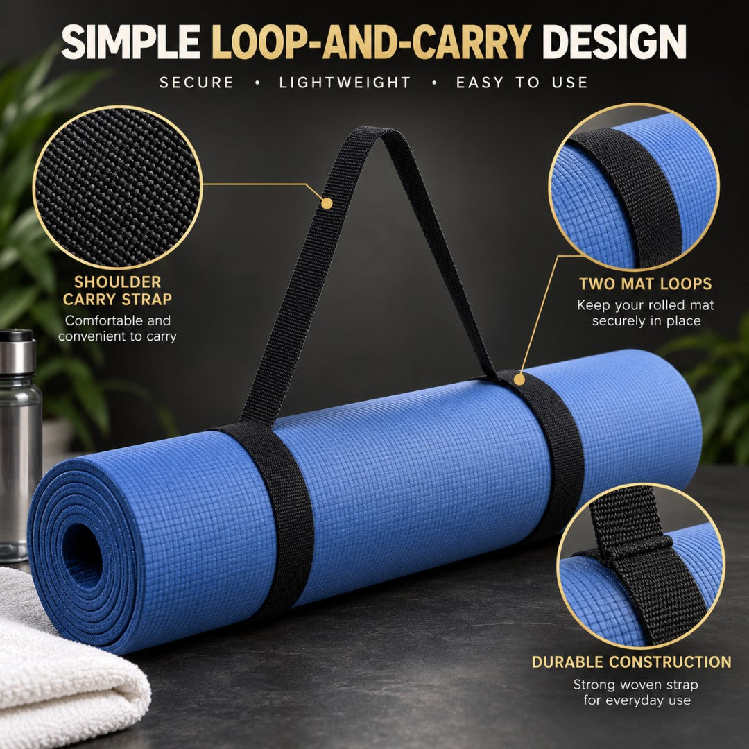 Yoga Mat Carrying Strap | Adjustable Shoulder Sling | Exercise Mat Carrier | Pilates Fitness Holder