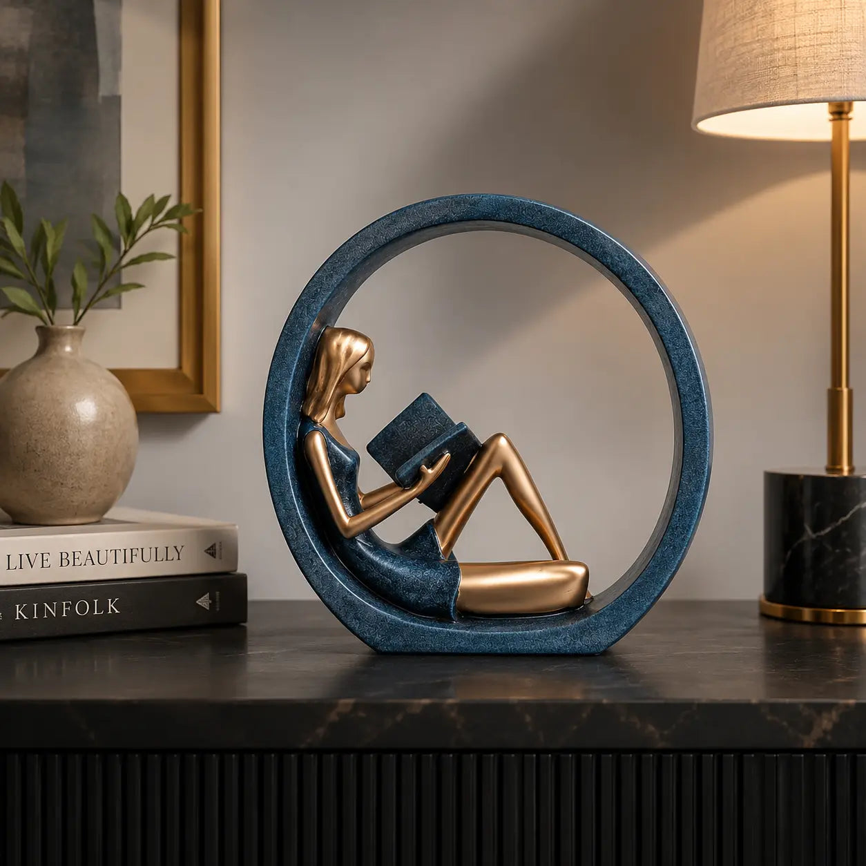 Reading Girl Sculpture | Literary Desk Ornament | Modern Shelf Decor | Study Room Accent | Living Room Book Lover Gift Jumartins