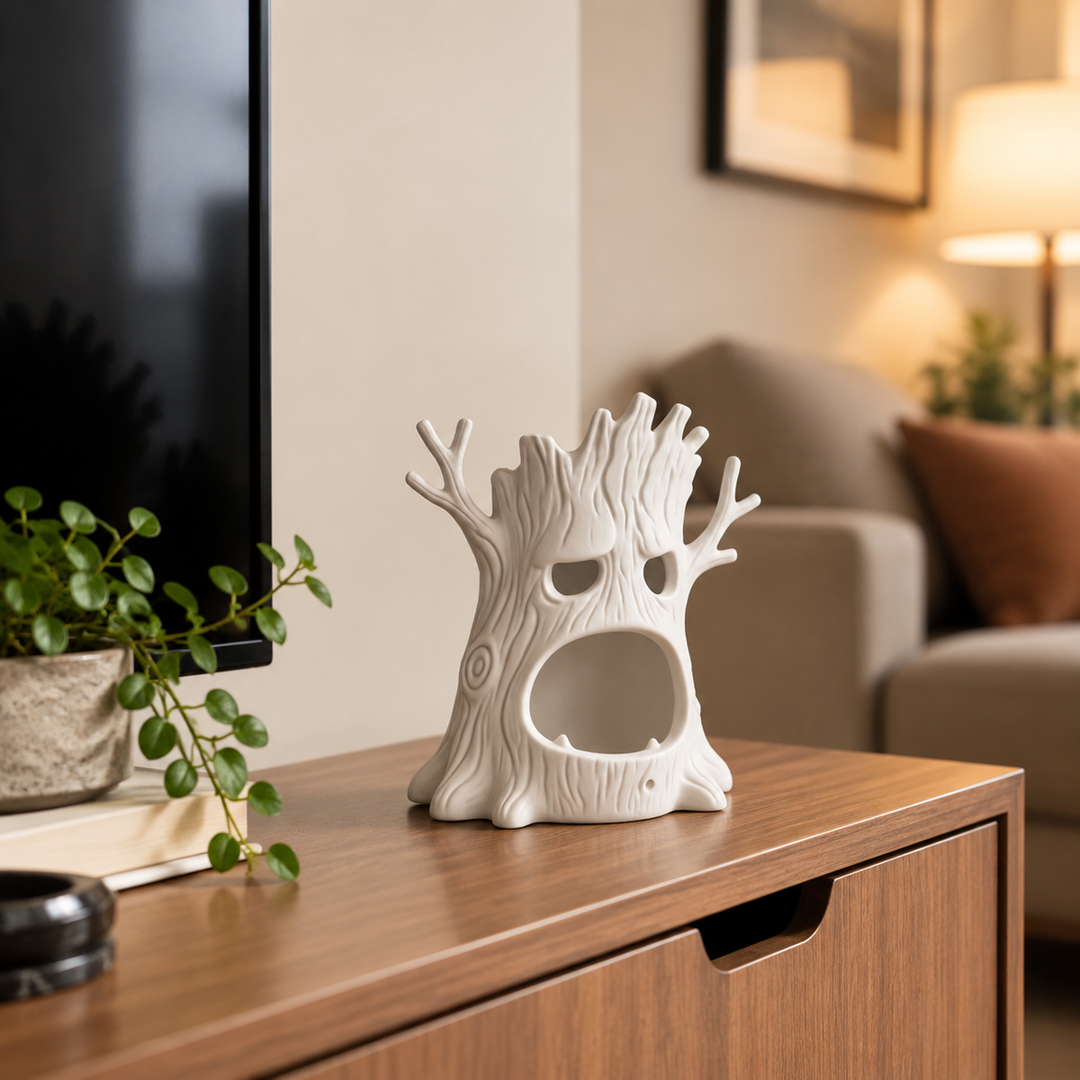 Tree Monster Candle Holder 3D Printed Decorative Figurine Funny Tree Design Home Decor Accent Halloween Display Gift Idea