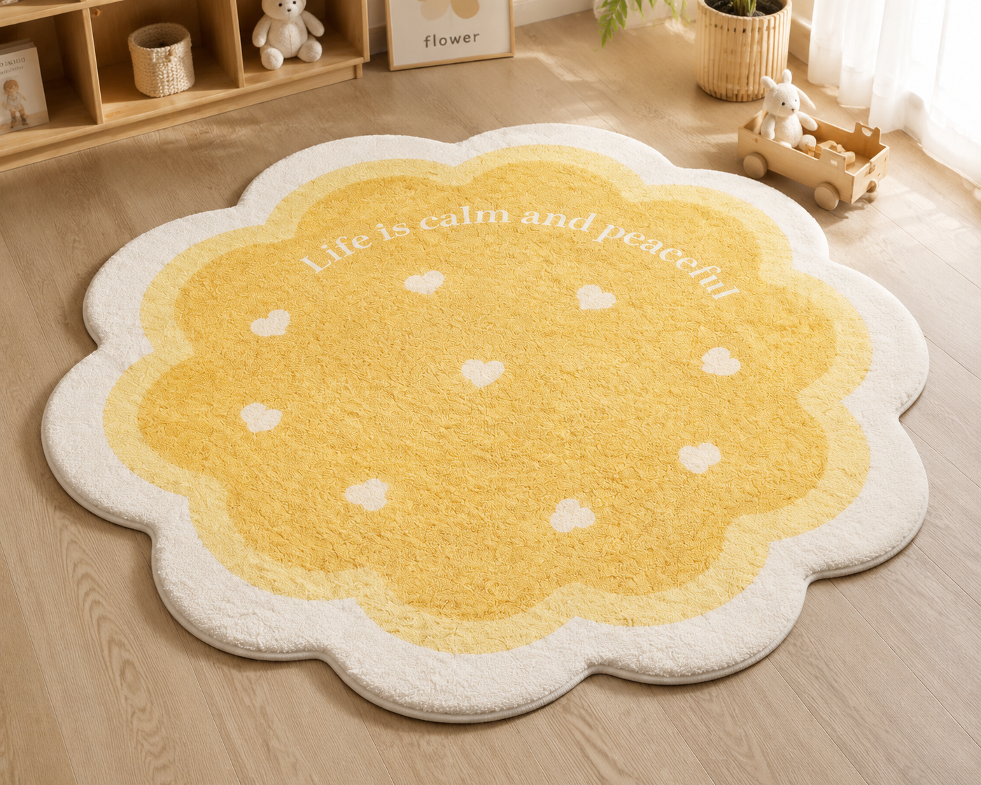 Flower Shaped Area Rug | Soft Plush Bedroom Carpet | Cute Floral Floor Mat | Cozy Living Room Decor | Irregular Home Accent