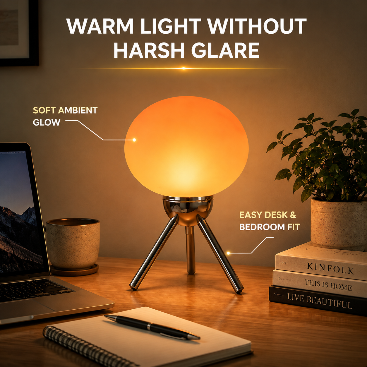 Mushroom Table Lamp | Glass Bedside Light | Nordic Modern Decor Lamp | Retro Style Ambient Lighting | Bedroom Home Accent
