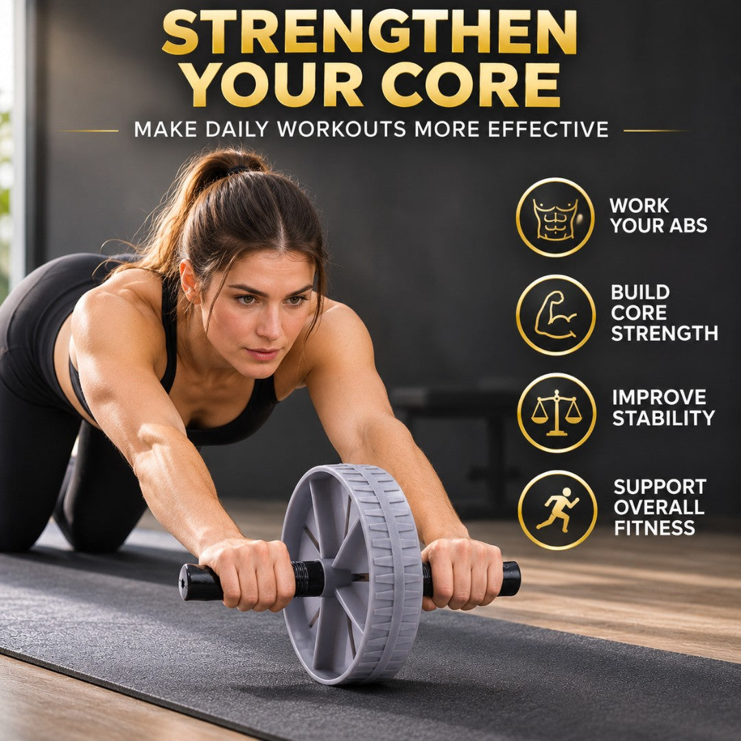 Ab Roller Wheel for Core Workouts | Abdominal Exercise Equipment | Compact Home Gym Fitness Trainer