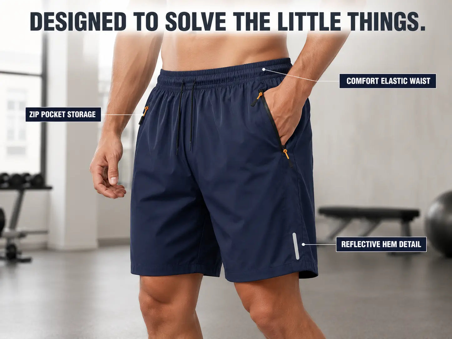 Men’s Lightweight Gym Shorts | Loose Running Beach Pants | Sweat Wicking Workout Short With Zip Pockets Jumartins