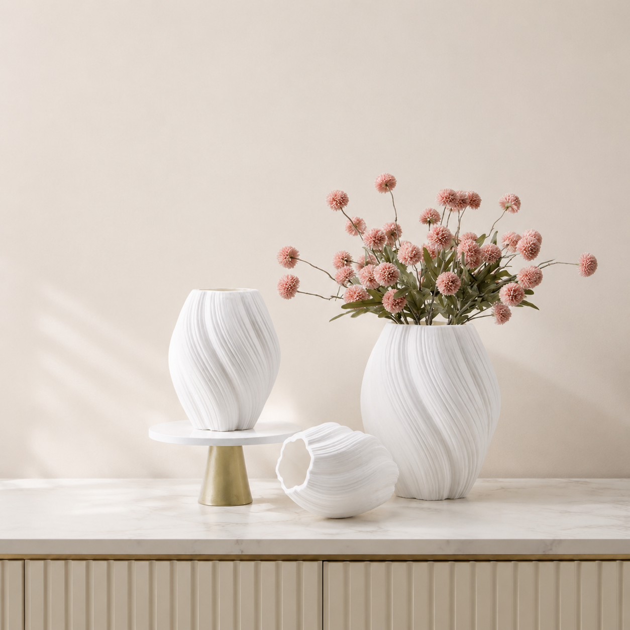 Wave Shaped Vase Decor | Modern Flower Vase Centerpiece | Home Table Decoration | Living Room Office Accent | Wedding Display