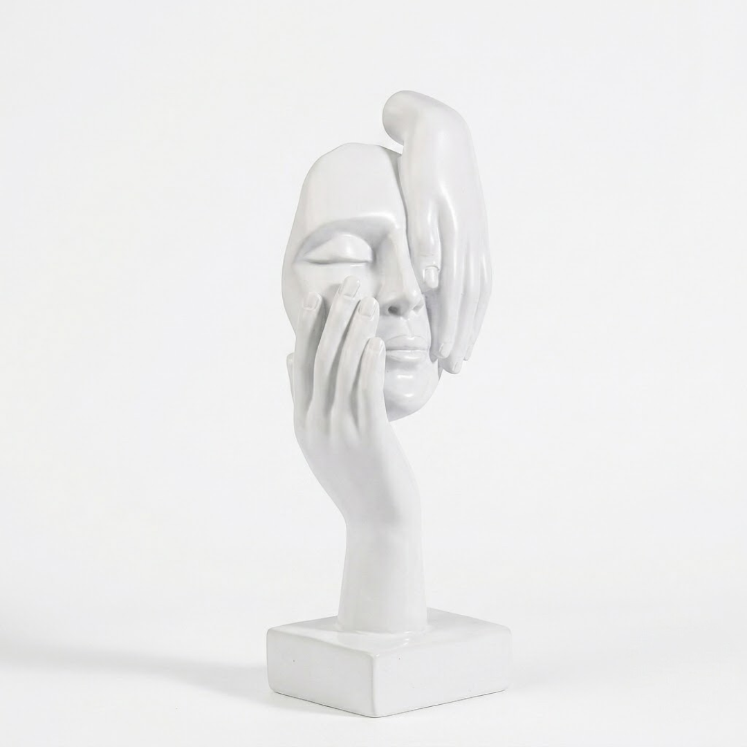 Nordic Resin Abstract Face Statue, Modern Desktop Sculpture Figurine for Office Shelf, Home Decor Accent Gift