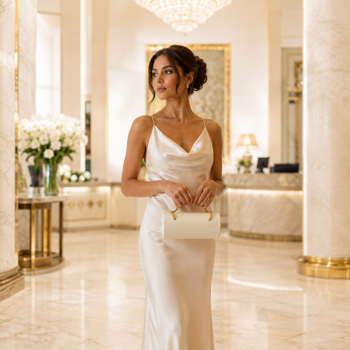 Luxury Ivory Cylinder Clutch Bag for Women | Elegant Minimalist Evening Purse with Rope Handle | Quiet Luxury Handbag