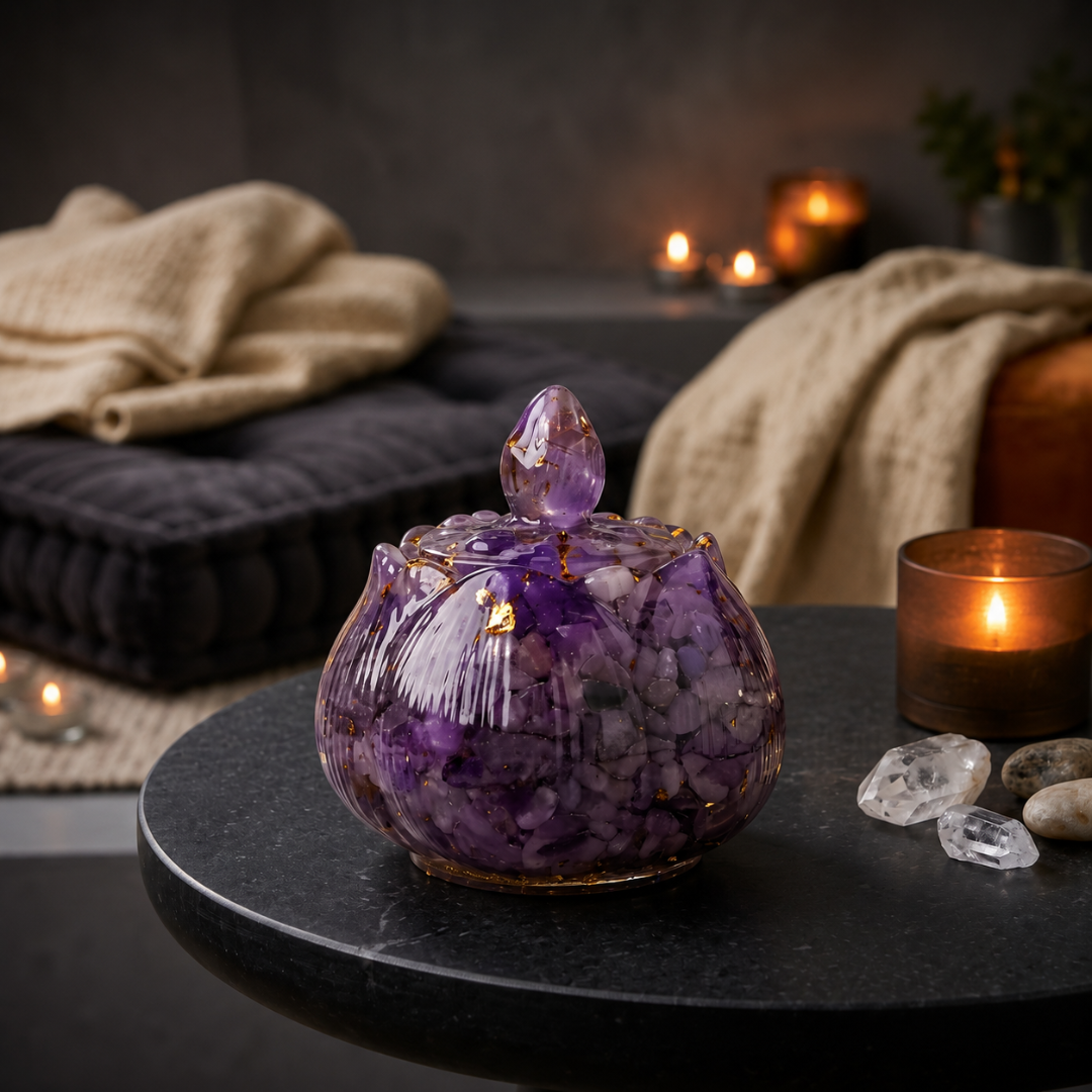 Crystal Healing Stone Bowl – Resin Meditation & Energy Decor
