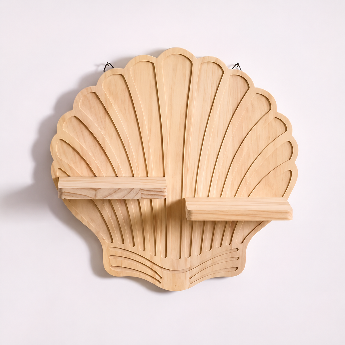 Seashell Wooden Wall Shelf, Coastal Nautical Decor, Wall Mounted Display Shelves for Bedroom Living Room