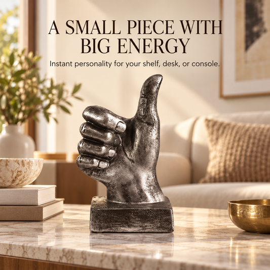 Thumbs Up Hand Resin Sculpture | Vintage Desktop Decor | Creative Finger Gesture Ornament | Living Room Shelf Coffee Table Accent