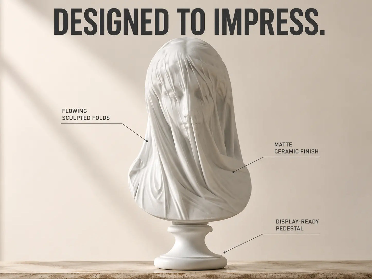 Veiled Lady Bust Sculpture | Greek Goddess Style Statue | White Maiden Figurine | Living Room Desk Bookshelf Decor Jumartins