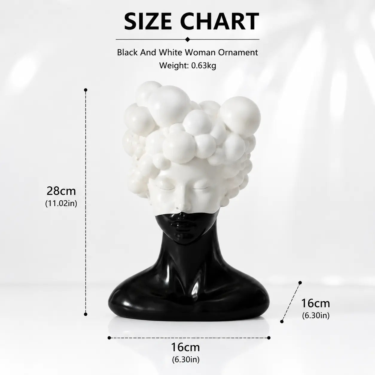 Black White Woman Bust Decor | Abstract Portrait Sculpture | Modern Table Ornament | Living Room Shelf Accent Jumartins