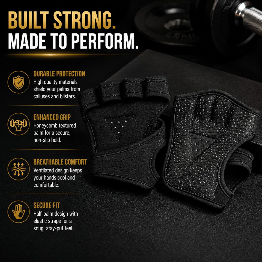 Women Weightlifting Gloves Half Palm Grip Support | Gym Fitness Workout Hand Protector | Non Slip Lifting Gloves