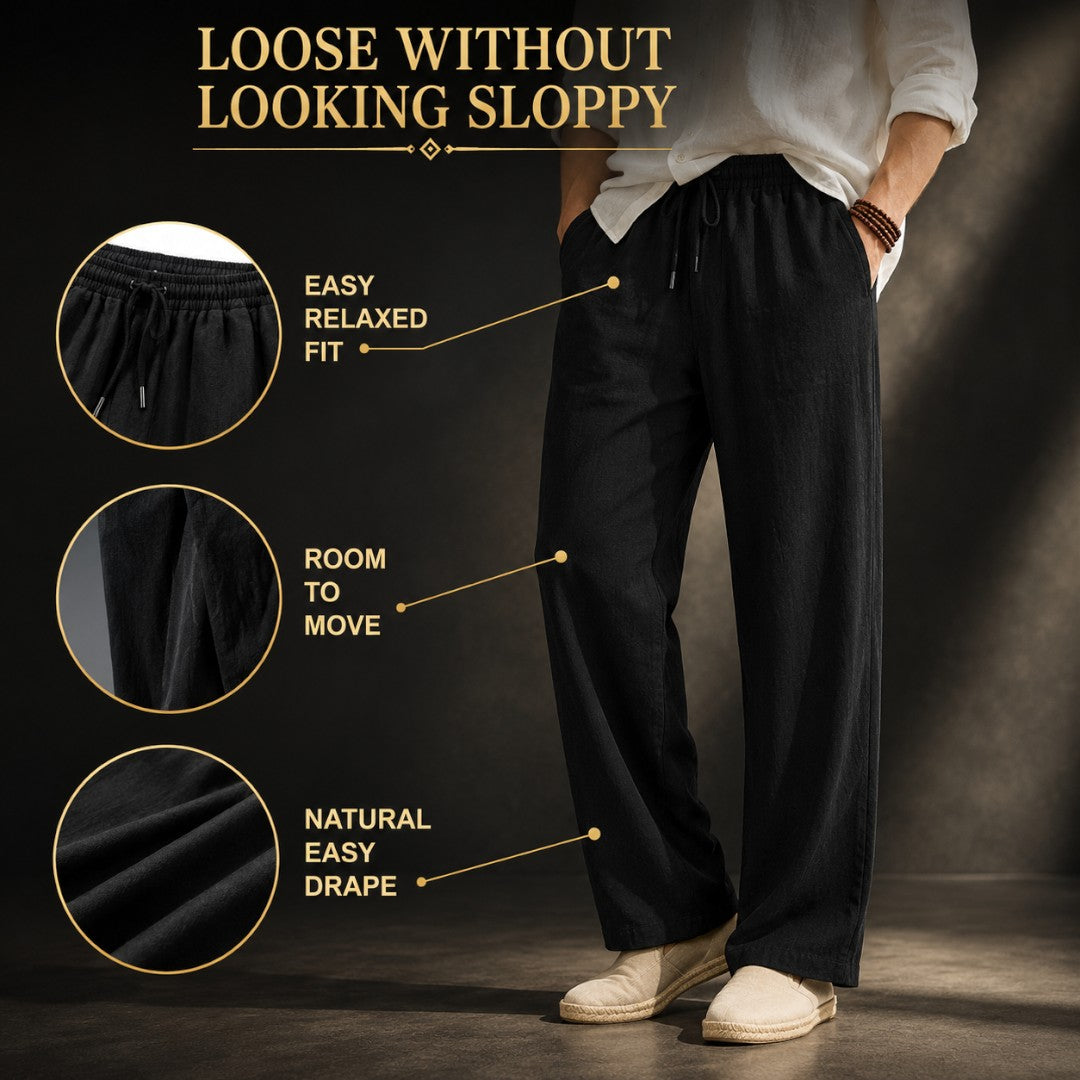 Men's Cotton Linen Pants | Loose Beach Trousers | Relaxed Wide Leg Pants | Casual Summer Bottoms | Resort Vacation Wear