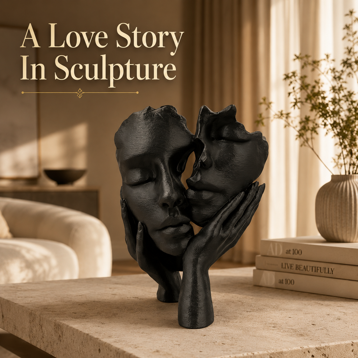 Abstract Embrace Sculpture | Warm Hug Statue | Couple Figurine Decor | Romantic Shelf Accent | Wedding Anniversary Gift