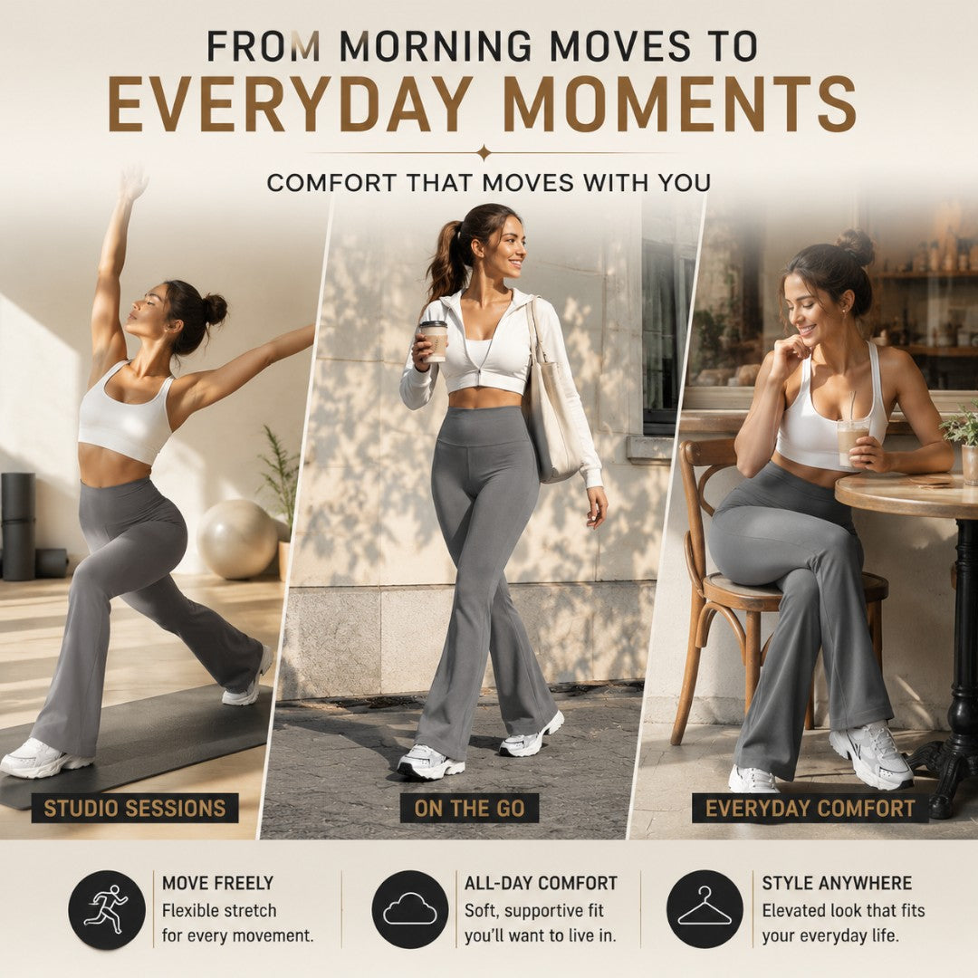 High Waisted Flare Leggings Women | Compression Yoga Pants | Seamless Workout Leggings | Stretch Fitness Pants | Everyday Activewear