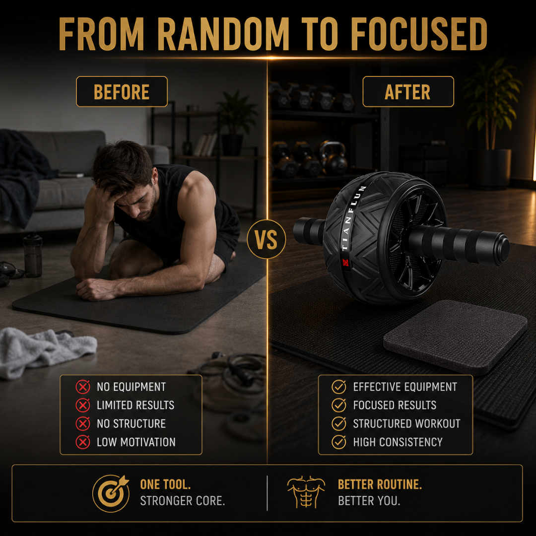 Ab Roller Wheel | Core Workout Trainer | Non Slip Fitness Wheel | Home Gym Ab Exercise Equipment | Compact Training Tool