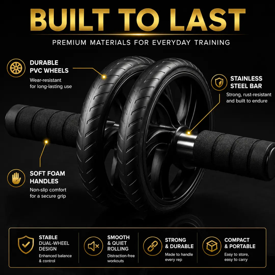 Dual Wheel Ab Roller | Silent Core Exercise Wheel | Home Gym Workout Equipment | Abdominal Muscle Trainer | Fitness Roller Jumartins