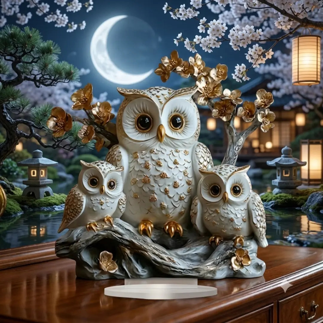 Owl Family Acrylic Decor, Desk Ornament, Cute Shelf Accent, Cozy Home Piece, Office Table Decor, Festival Gift Idea Jumartins