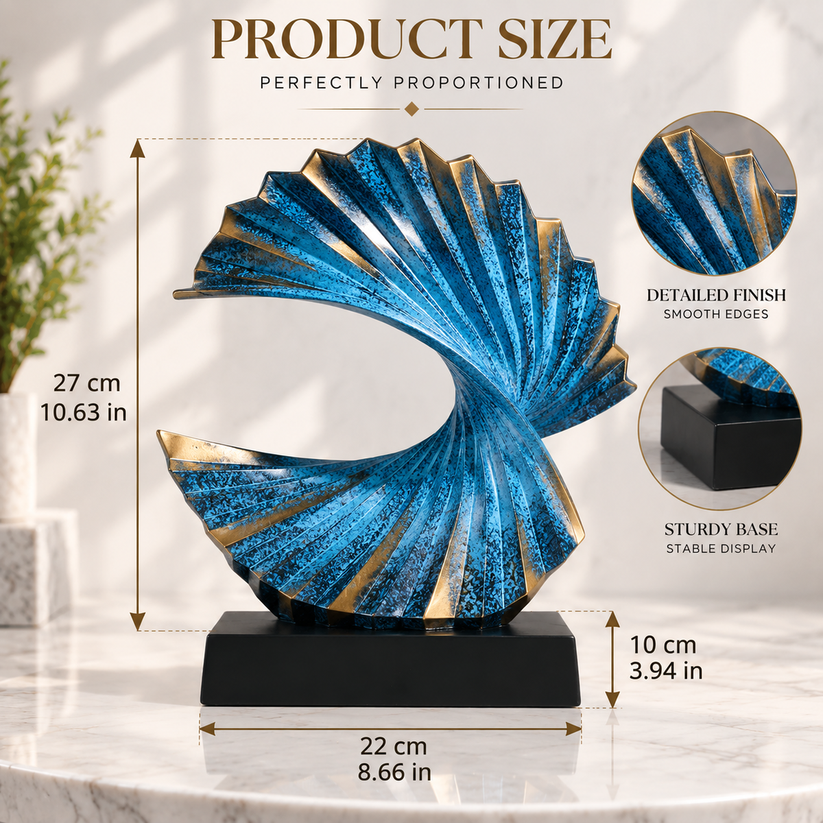 Abstract Wave Resin Sculpture | Modern Art Figurine Home Decor | Elegant Desktop Accent For Living Room Bedroom Study