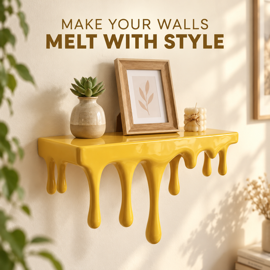 Melting Wall Shelf | Drip Floating Display Ledge | Modern Decorative Plant Holder | Artistic Bedroom Decor