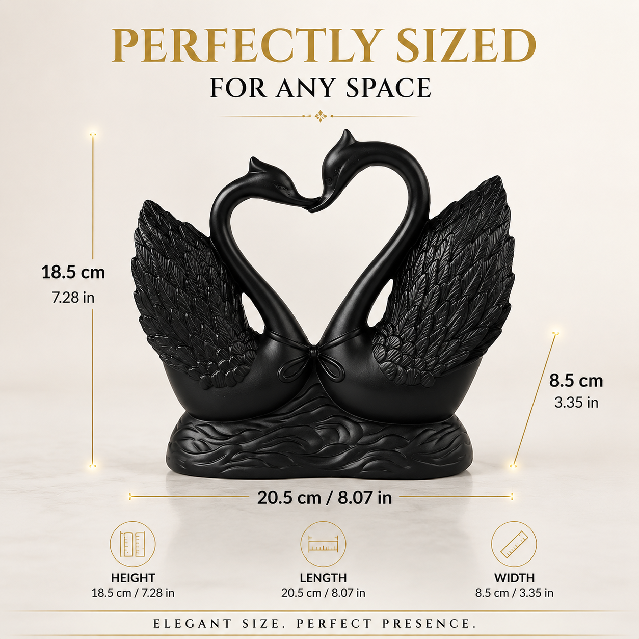 Swan Statue Decor | Resin Swan Sculpture | Love Bird Home Ornament | Elegant Tabletop Decoration | Modern Romantic Interior Accent