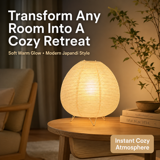 Rice Paper Table Lamp | Wabi Sabi Bedside Light | Plug In Desk Lighting | Japandi Bedroom Decor | Cozy Reading Room Accent